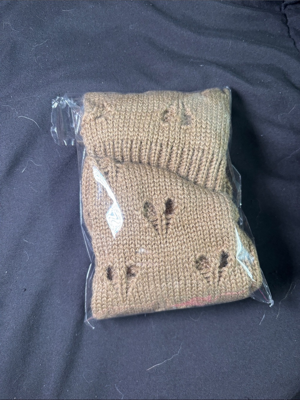 Knit Women's Fingerless Gloves in Brown